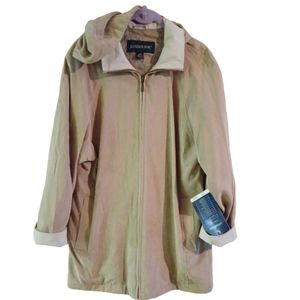 NWT Vintage LONDON FOG Women's Small SUEDED TAN LIGHTWEIGHT LINED HOODED JACKET